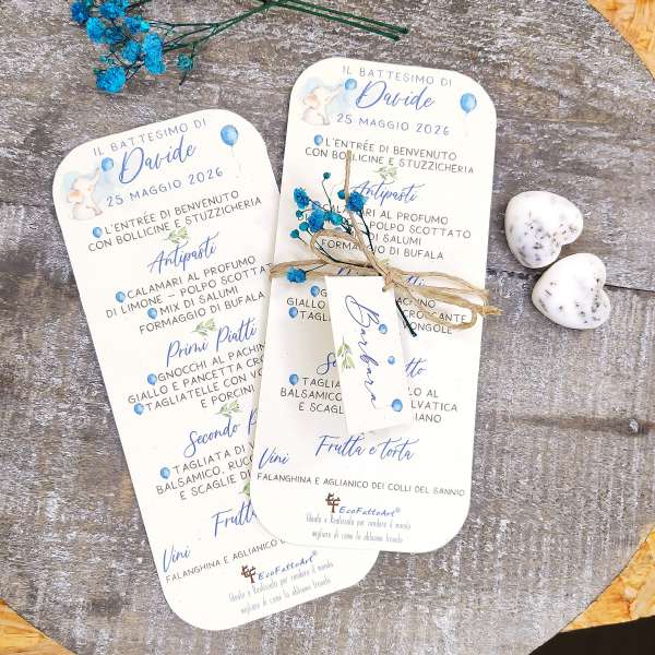 Menu piccolo carta riciclata DINO ELEFANTINO